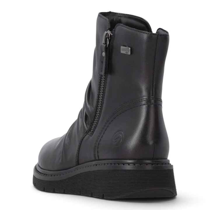 ada-shoes.ro Remonte D3981-00 black leather ankle boots with slouchy design, side zippers, and remonteTEX membrane