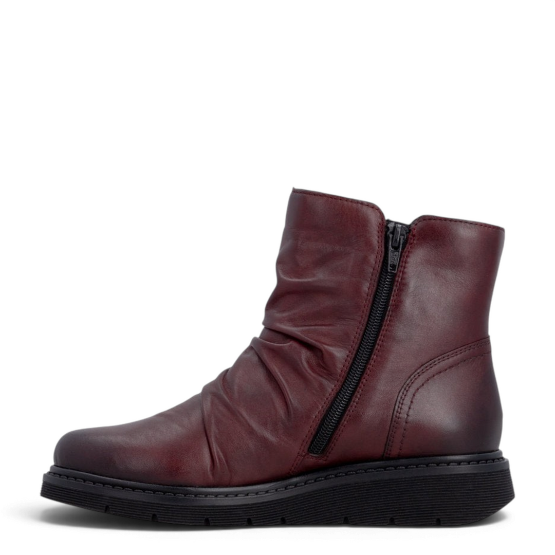 ada-shoes.ro Remonte slouchy ankle boots in burgundy faux leather with remonteTEX waterproof membrane and side zipper