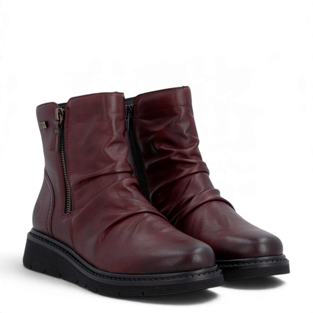 ada-shoes.ro Remonte D3981-35 burgundy faux leather slouchy ankle boots with remonteTEX waterproof membrane