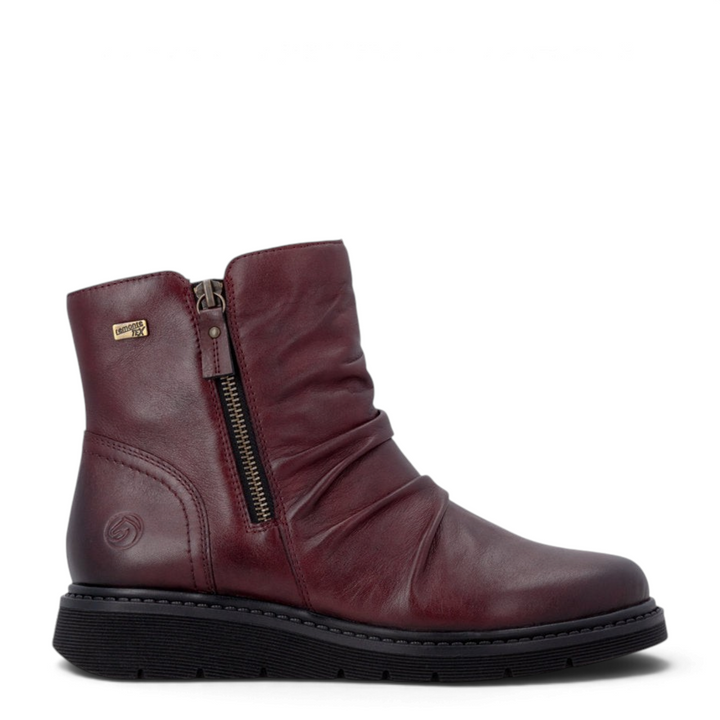 ada-shoes.ro Remonte slouchy ankle boots in burgundy faux leather with remonteTEX membrane and side zipper