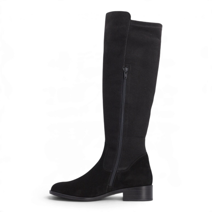 ada-shoes.ro Rieker black over-the-knee boots with side zipper and low block heel for women