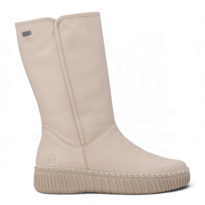 ada-shoes.ro Remonte D4A71-60 beige faux leather winter boots with thick platform sole and decorative braided stitching
