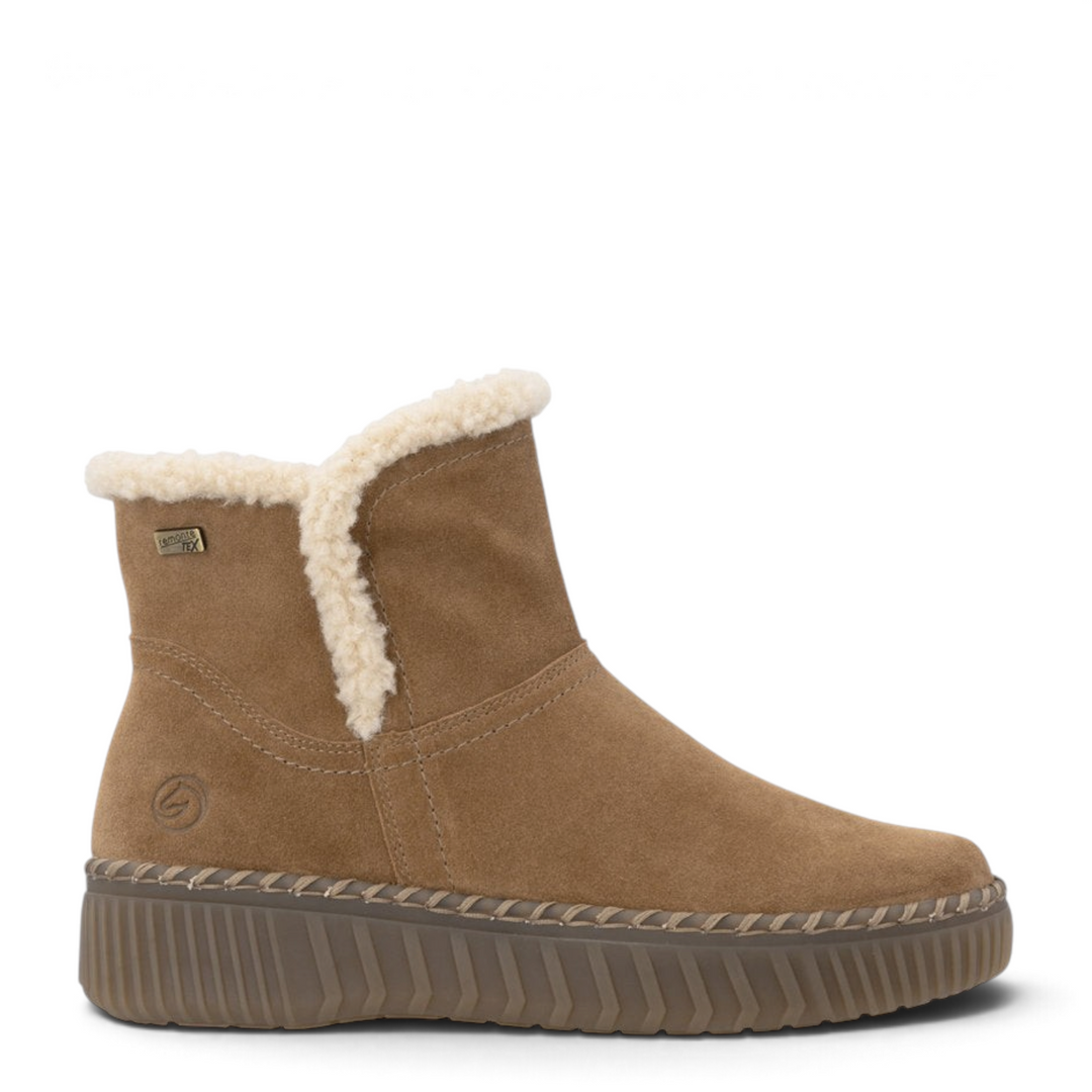 ada-shoes.ro Remonte D4A73-24 brown suede winter ankle boots with faux fur trim and remonteTEX waterproof membrane