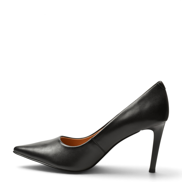 ada-shoes.ro Epica black leather stiletto pumps with a pointed toe and slim high heel