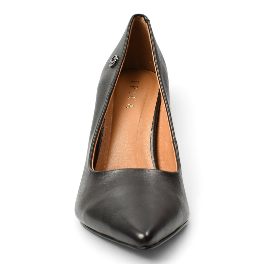 ada-shoes.ro Epica black leather pointed toe high heel pumps with minimalist design