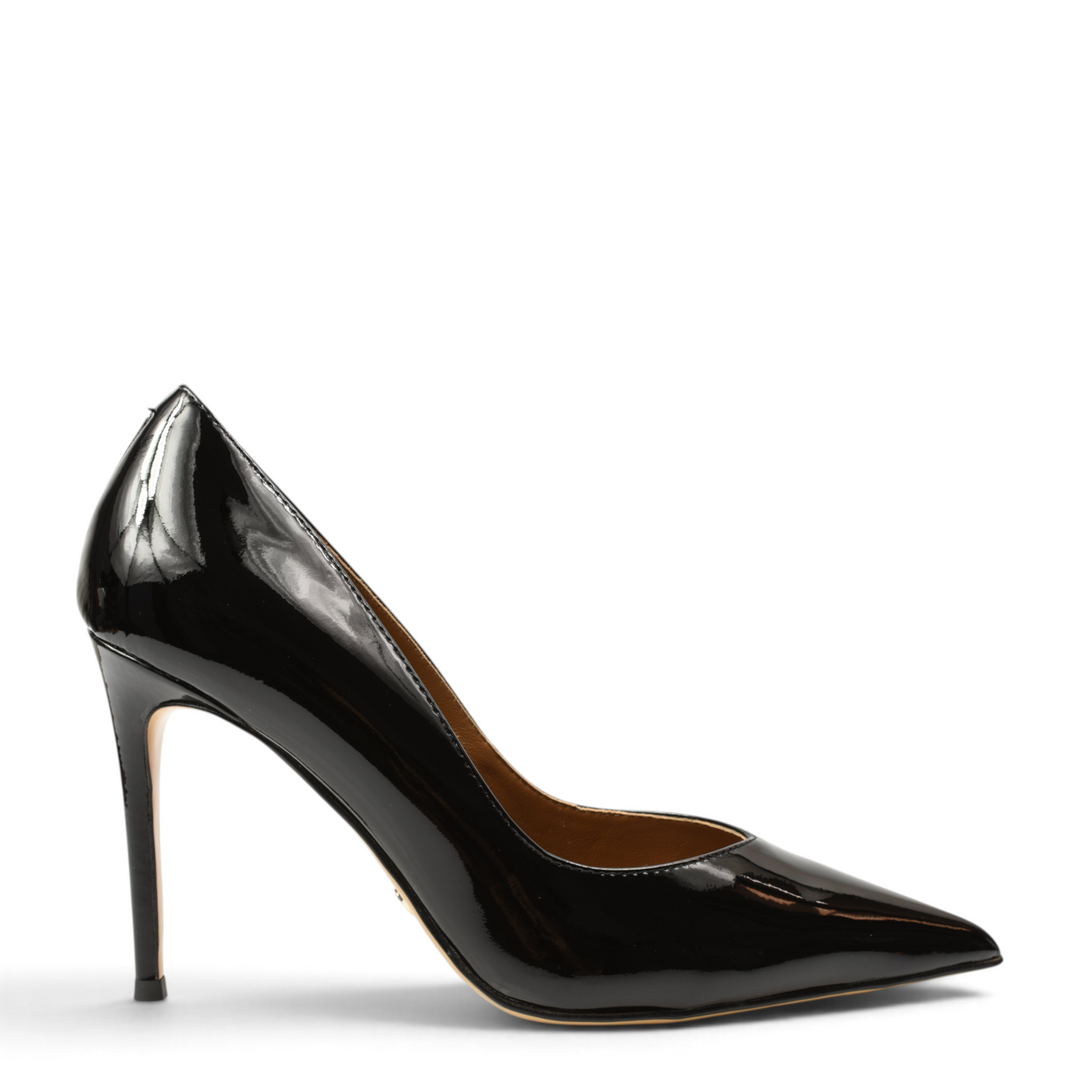 ada-shoes.ro Epica black patent leather stiletto pumps with a pointed toe and high heel