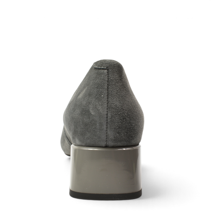 ada-shoes.ro Epica elegant grey suede pumps with a block heel viewed from the back