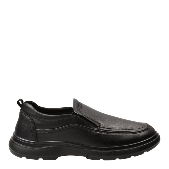 ada-shoes.ro Otter black leather casual slip-on shoes for men with elastic side inserts and flexible sole