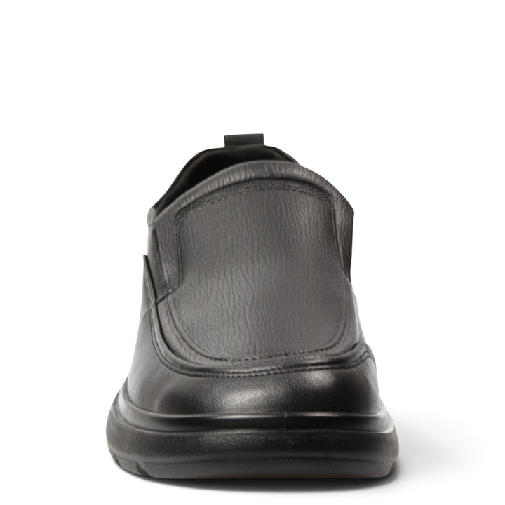 ada-shoes.ro Otter black leather casual slip-on shoes for men with elastic side panels and flexible sole