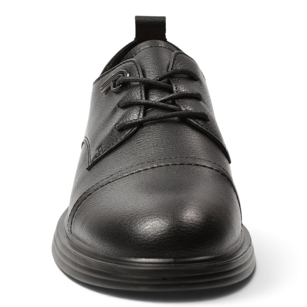 ada-shoes.ro Pass Collection black leather casual lace-up shoes with a modern rounded toe design