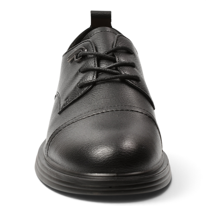 ada-shoes.ro Pass Collection black leather casual lace-up shoes with a modern rounded toe design