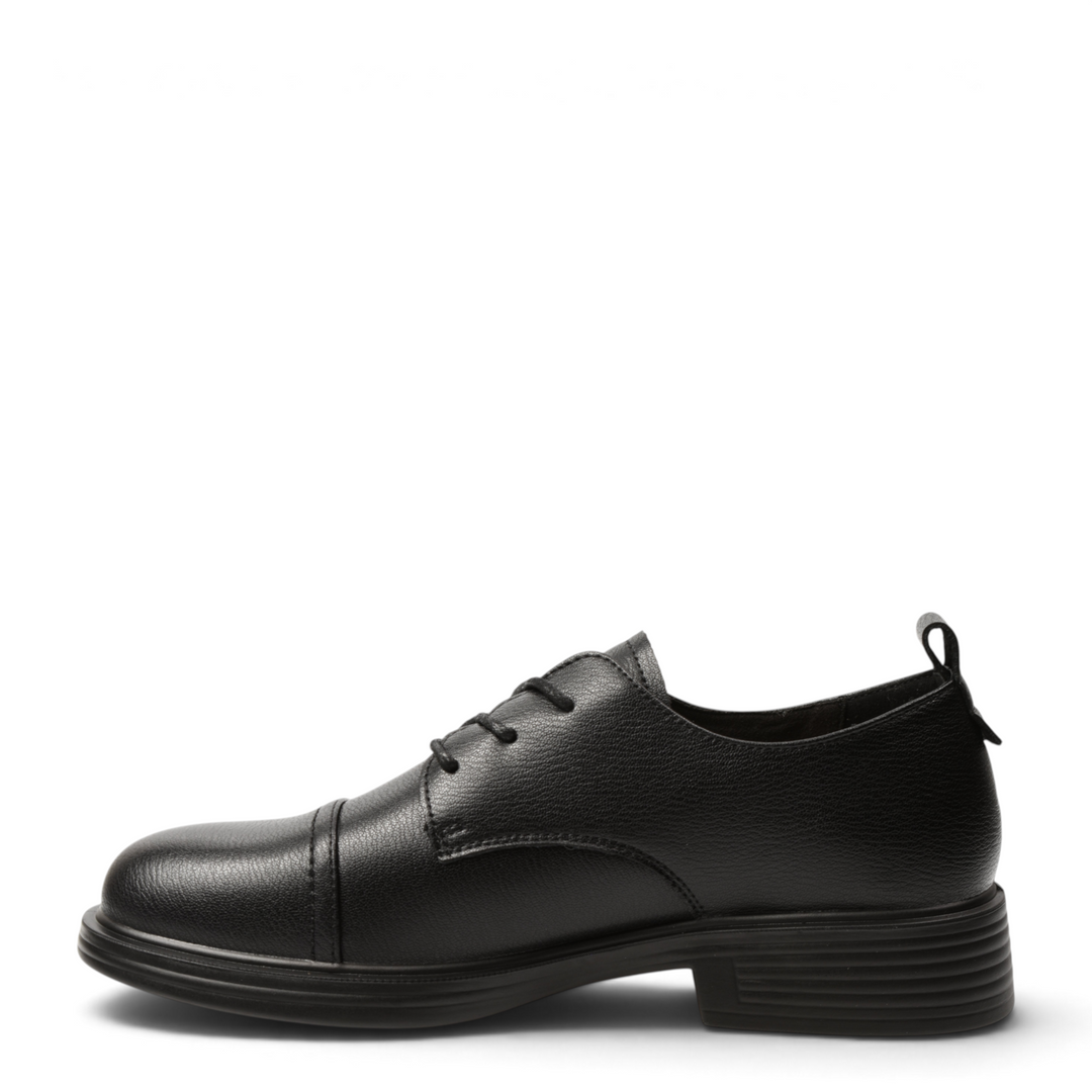 ada-shoes.ro PASS COLLECTION black leather casual lace-up shoes for women with a modern low heel design.