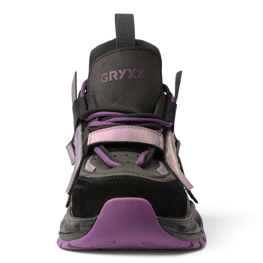 ada-shoes.ro GRYXX sneakers in purple and black leather with a chunky sole and lace-up closure