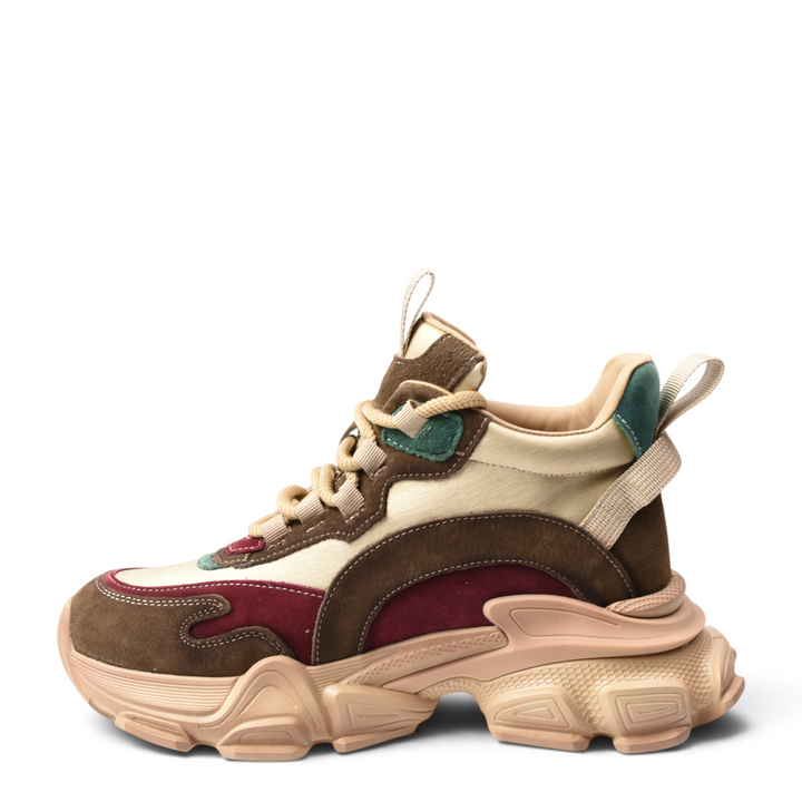 ada-shoes.ro multi-colored suede and leather chunky sneakers with lace-up closure and thick platform sole