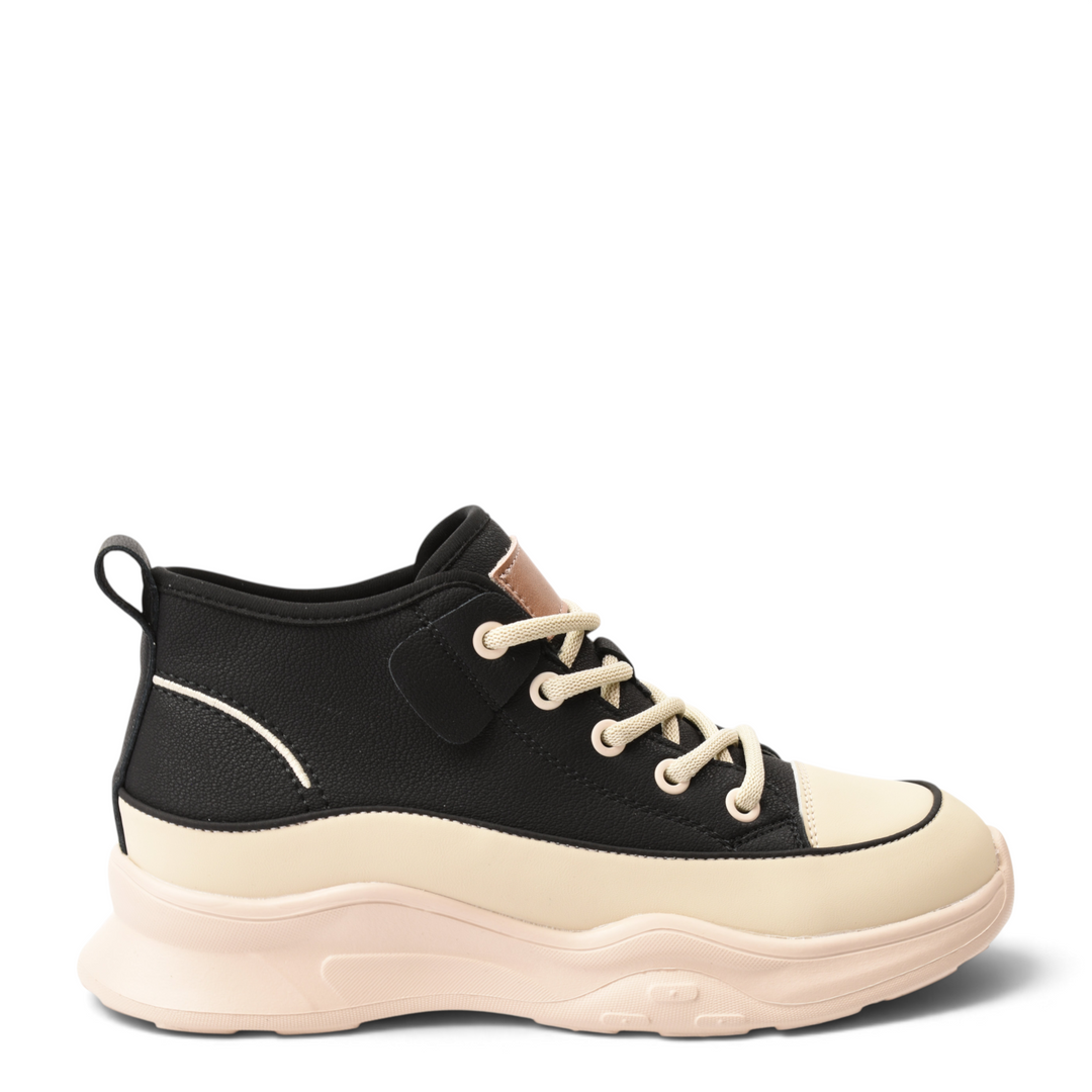 ada-shoes.ro Ghete 70197-2-N black and beige high-top sneakers with a chunky platform sole and lace-up closure