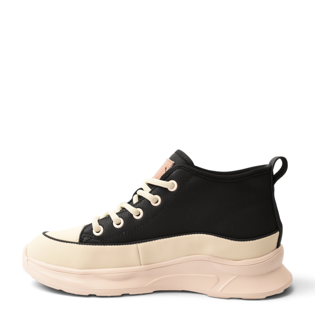 ada-shoes.ro high-top sneakers in black and beige with a chunky platform sole and lace-up closure