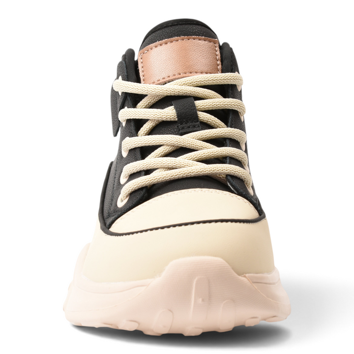 ada-shoes.ro Ghete 70197-2-N high-top sneakers in black and beige with thick laces and a chunky platform sole