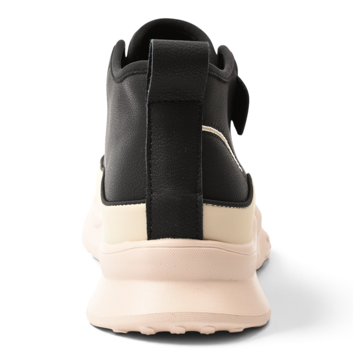 Back view of ada-shoes.ro Ghete 70197-2-N high-top sneakers featuring a black upper and a beige chunky sole.