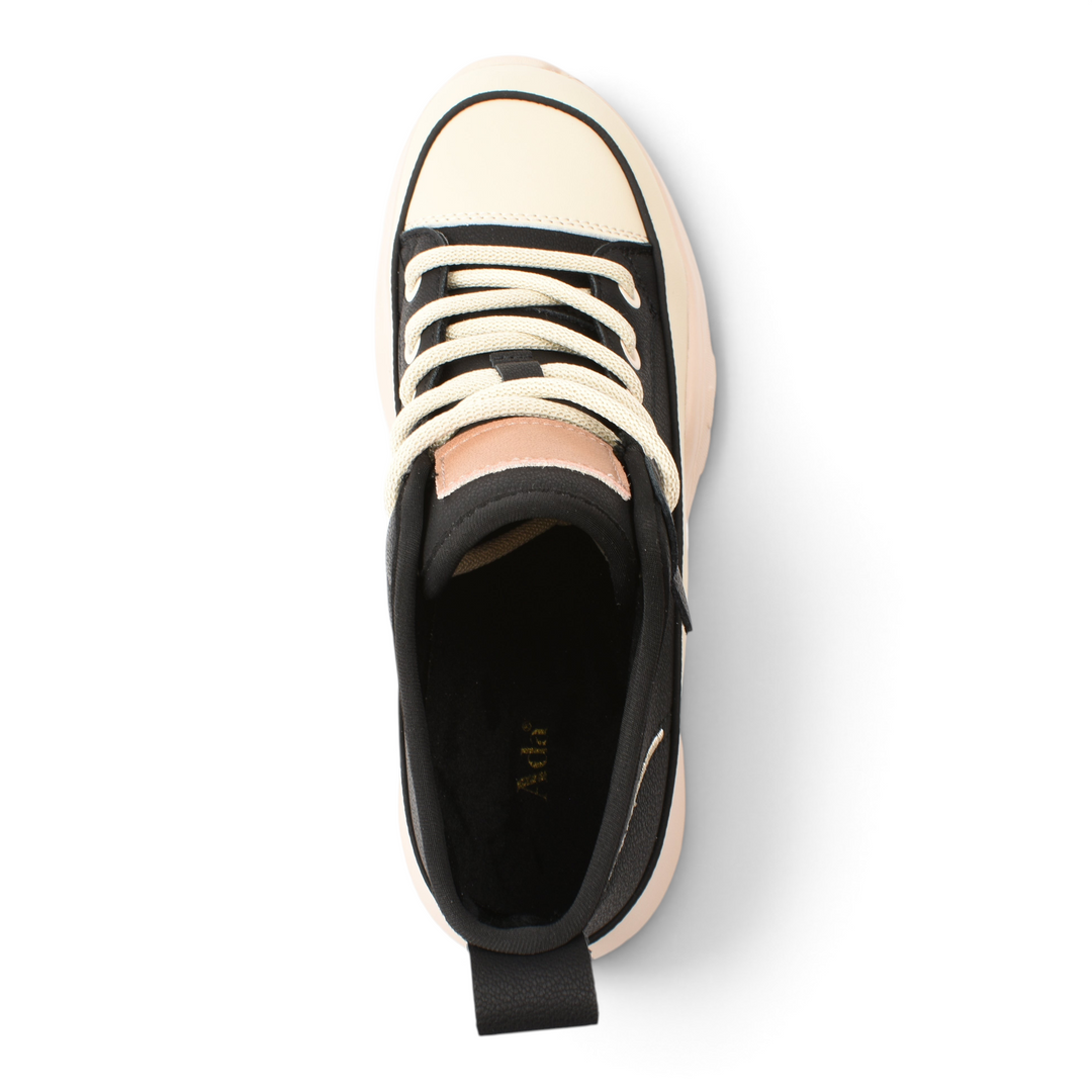 Top view of ada-shoes.ro Ghete 70197-2-N sneakers featuring a black and cream design with thick laces