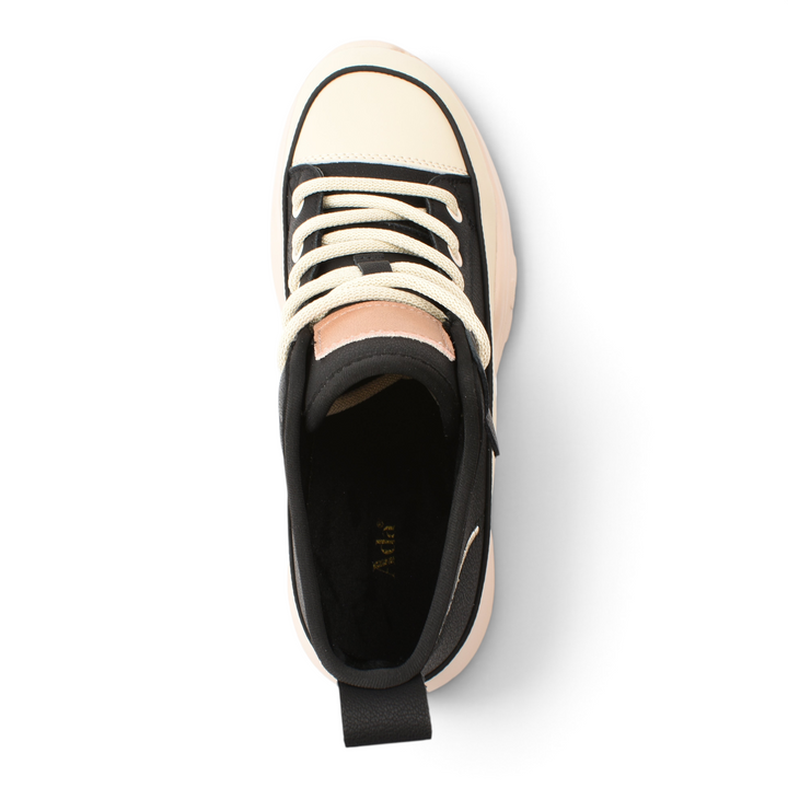 Top view of ada-shoes.ro Ghete 70197-2-N sneakers featuring a black and cream design with thick laces
