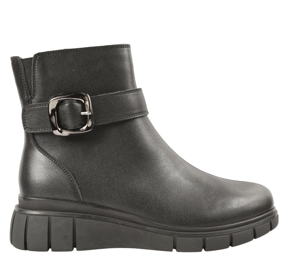 Ghete casual, dama, FORMAZIONE, E90521-1 negru, piele naturala