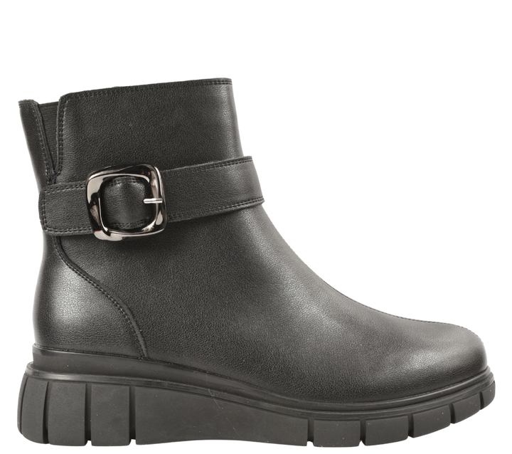 Ghete casual, dama, FORMAZIONE, E90521-1 negru, piele naturala