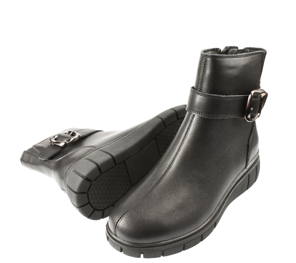 Ghete casual, dama, FORMAZIONE, E90521-1 negru, piele naturala