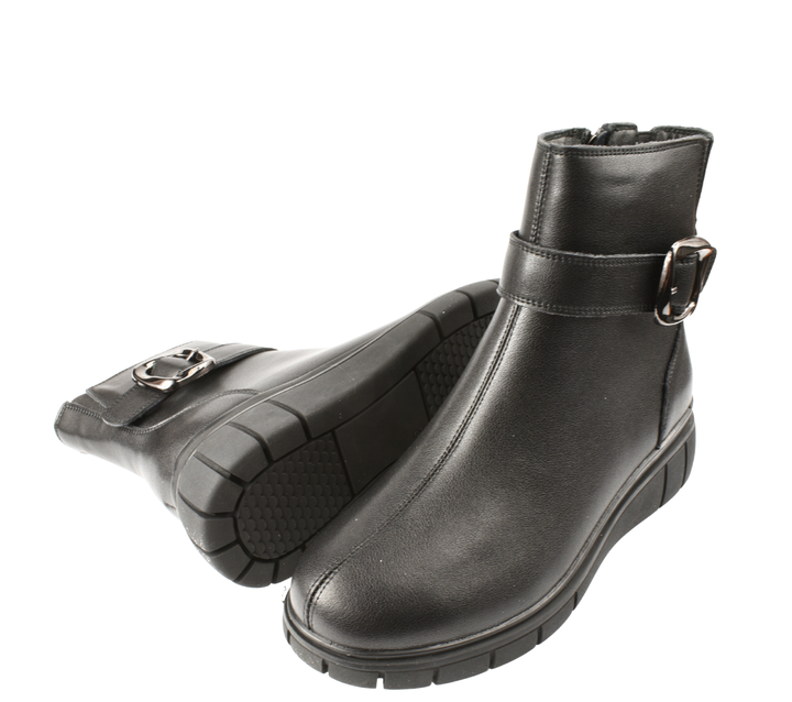 Ghete casual, dama, FORMAZIONE, E90521-1 negru, piele naturala