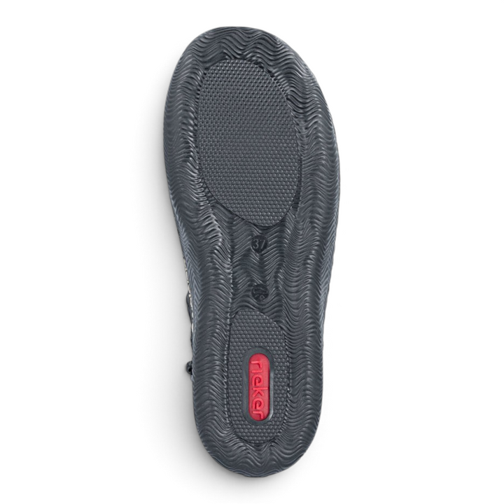 ada-shoes.ro Rieker grey sport boot sole with textured grip and red logo detail