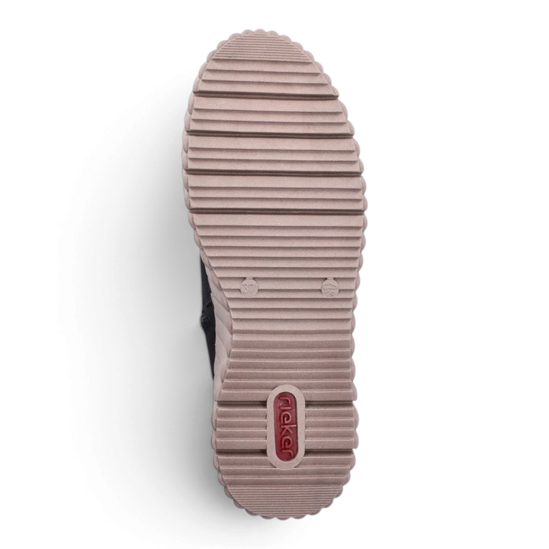 ada-shoes.ro Rieker N2870-00 boot sole with beige ridged platform and branded red logo detail