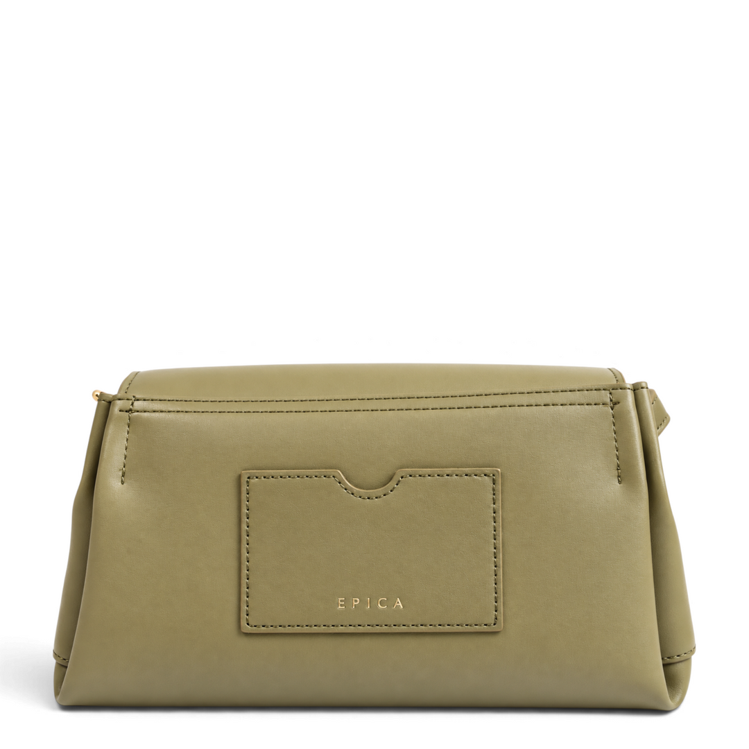 ada-shoes.ro Epica khaki faux leather handbag with back card pocket and gold logo detail