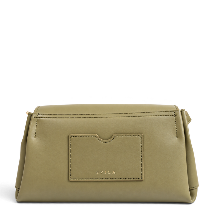ada-shoes.ro Epica khaki faux leather handbag with back card pocket and gold logo detail