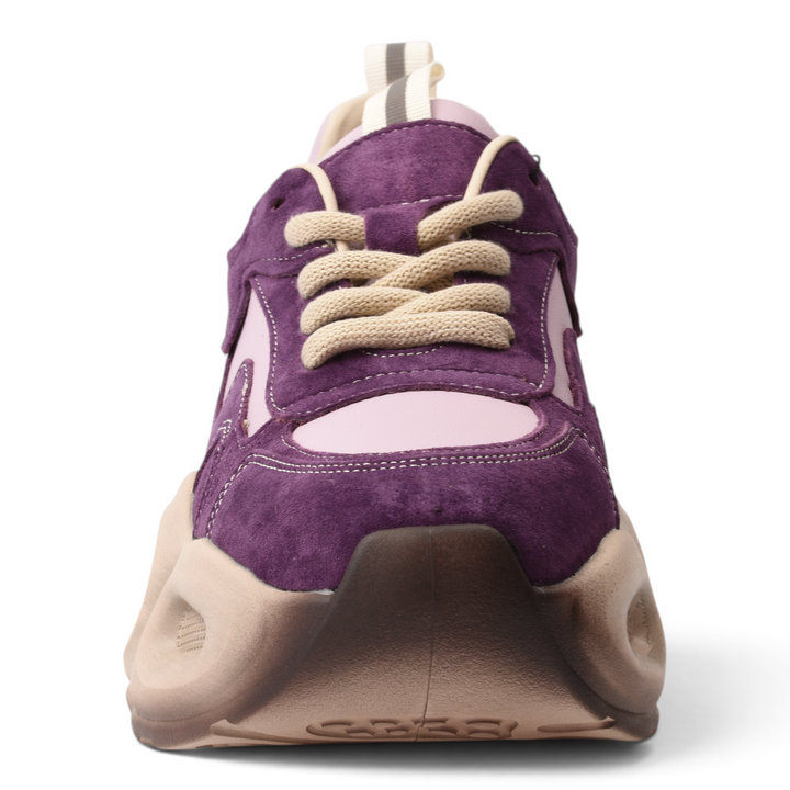 ada-shoes.ro Franco Gerardo purple suede and textile sneakers with thick platform sole and lace-up closure