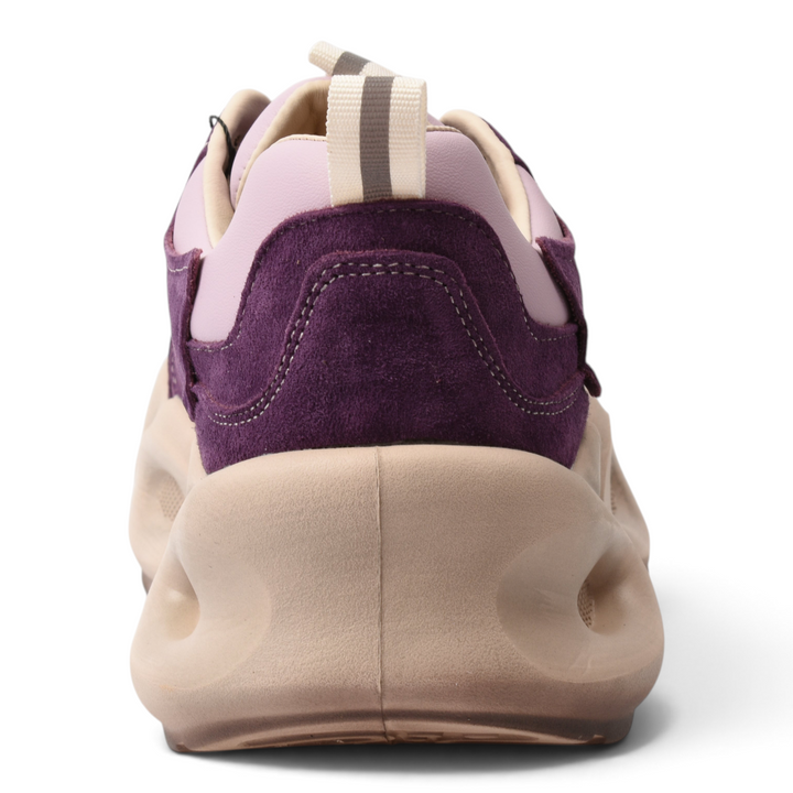 ada-shoes.ro Franco Gerardo sneakers in purple suede and textile with a thick beige platform sole, rear view