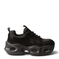 ada-shoes.ro Franco Gerardo black suede chunky sneakers with sculptural platform sole and lace-up closure