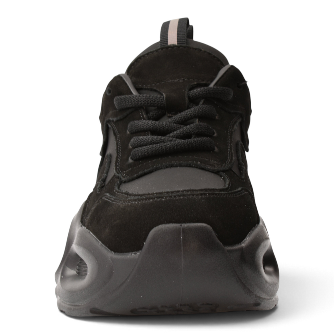 ada-shoes.ro Franco Gerardo black suede chunky sneakers with sculptural sole and lace-up closure
