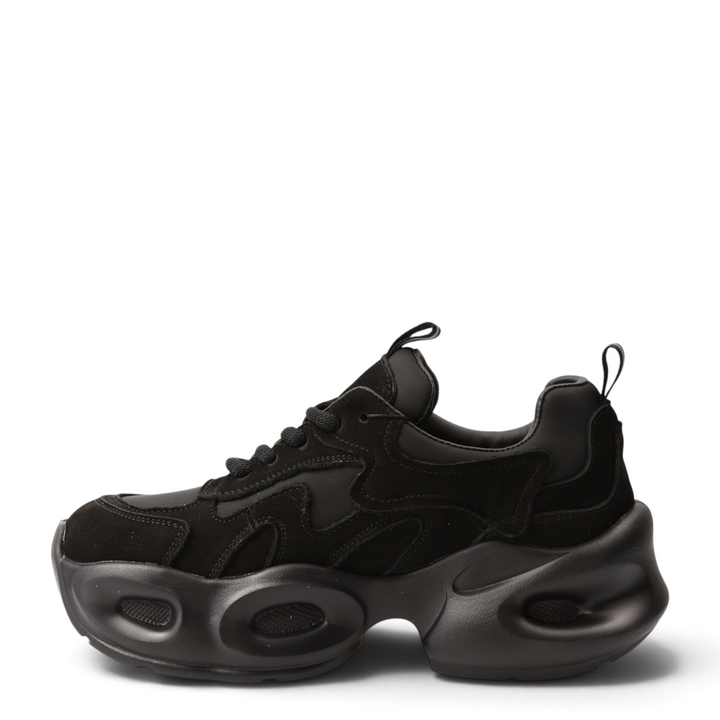 ada-shoes.ro Franco Gerardo black suede chunky sneakers with sculptural sole and lace-up closure