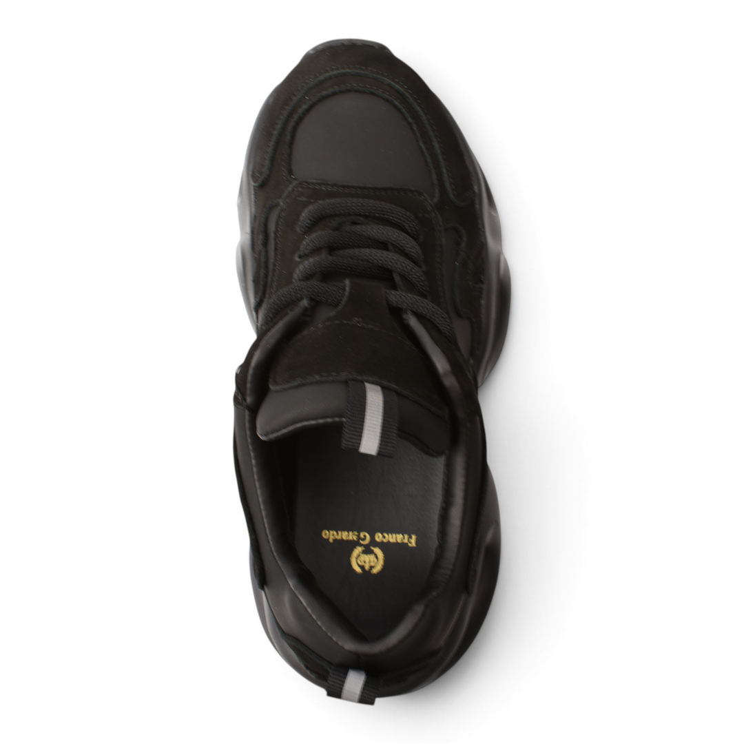 ada-shoes.ro Franco Gerardo black suede chunky sneakers with lace-up closure and sculptural sole, top view