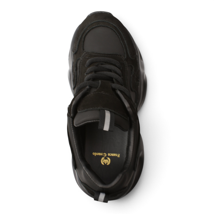 ada-shoes.ro Franco Gerardo black suede chunky sneakers with lace-up closure and sculptural sole, top view