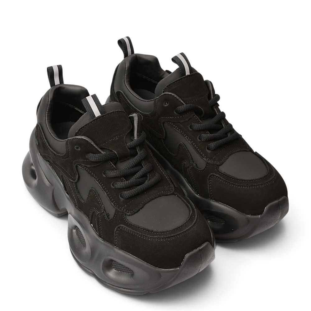 ada-shoes.ro Franco Gerardo black suede chunky sneakers with sculptural soles and lace-up closure for a modern urban look