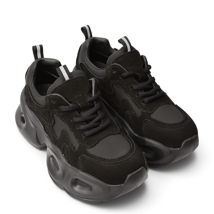 ada-shoes.ro Franco Gerardo black suede chunky sneakers with sculptural soles and lace-up closure for a modern urban look