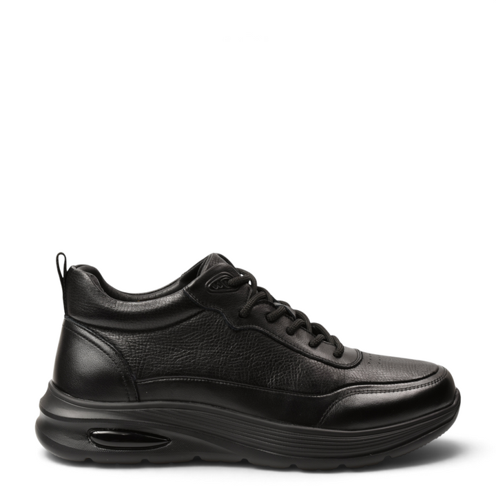 ada-shoes.ro black leather sneakers with lace-up closure and thick flexible sole for men