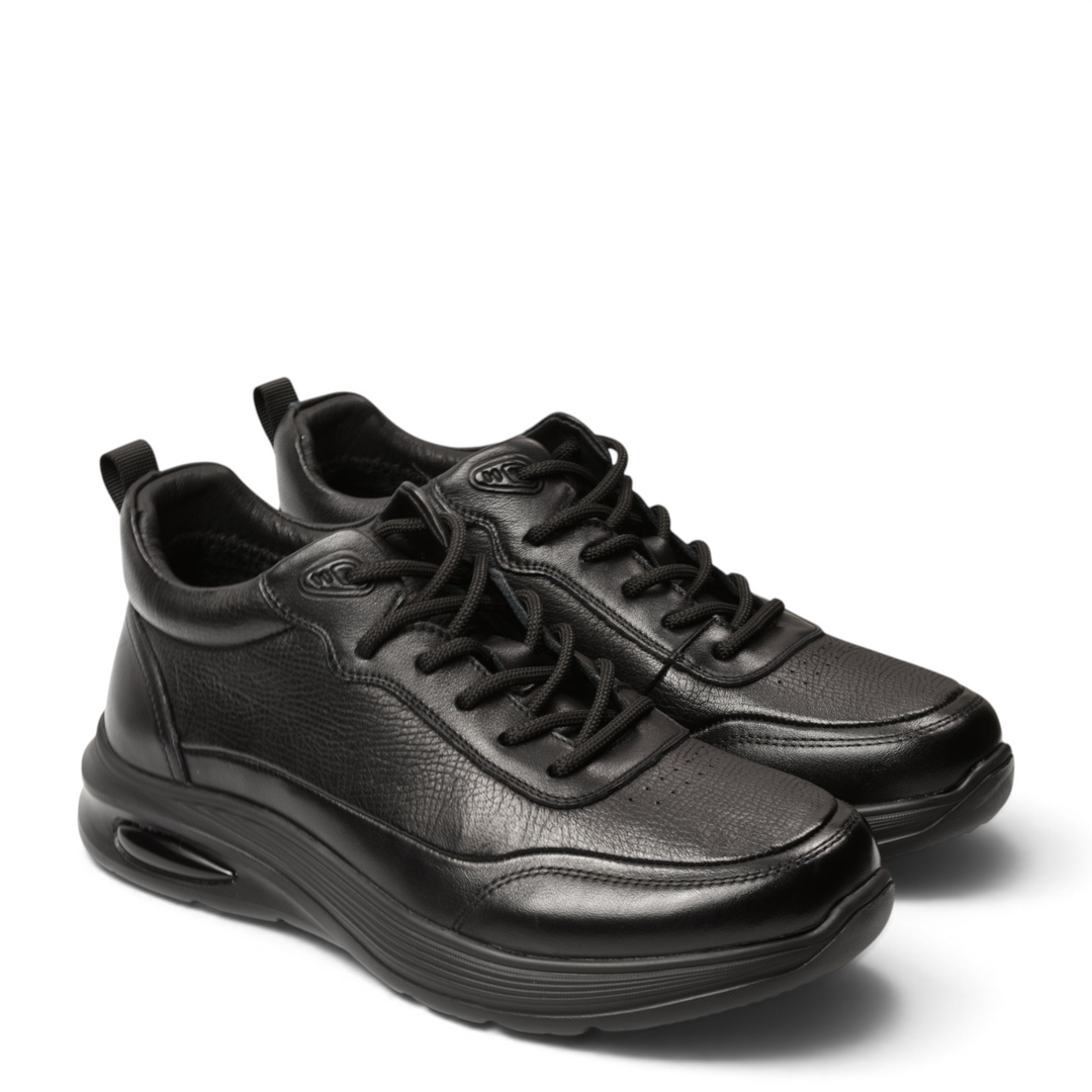 ada-shoes.ro black leather sneakers with lace-up closure and flexible 3.5cm sole for men