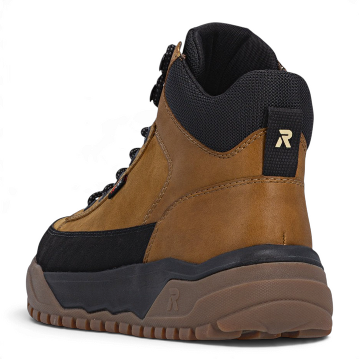 ada-shoes.ro Rieker brown outdoor boots with black protective trim, RiekerTEX membrane, and rugged rubber sole