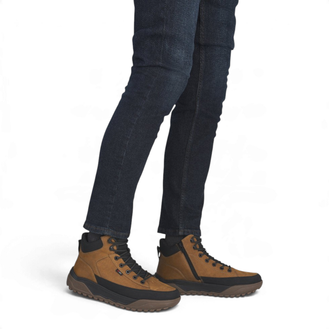 ada-shoes.ro Rieker U1571-68 brown outdoor boots with RiekerTEX membrane, side zipper, and rugged rubber sole