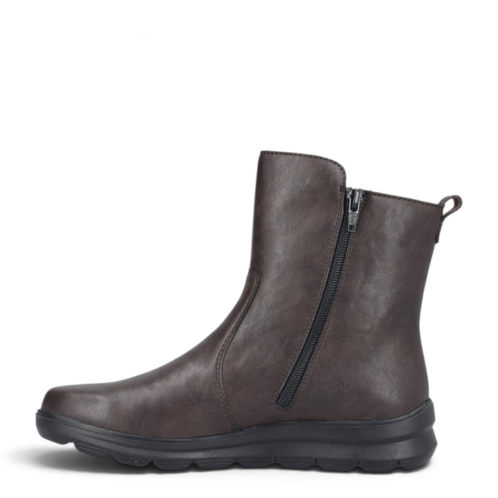ada-shoes.ro Rieker dark brown faux leather ankle boots with side zipper and Antistress sole for women