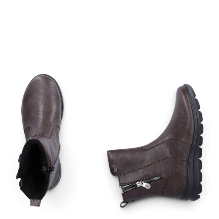 ada-shoes.ro Rieker brown ankle boots with side zipper and riekerTEX waterproof membrane for women
