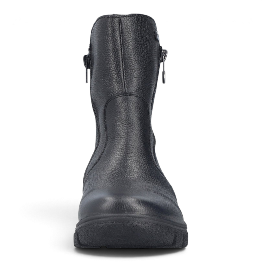 ada-shoes.ro Rieker black leather casual ankle boots with side zipper and RiekerTEX water-resistant technology