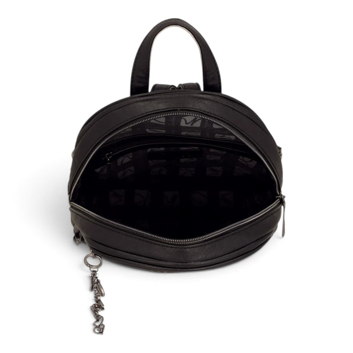 ada-shoes.ro Anekke black casual backpack with metallic details, heart charm, and spacious lined interior.