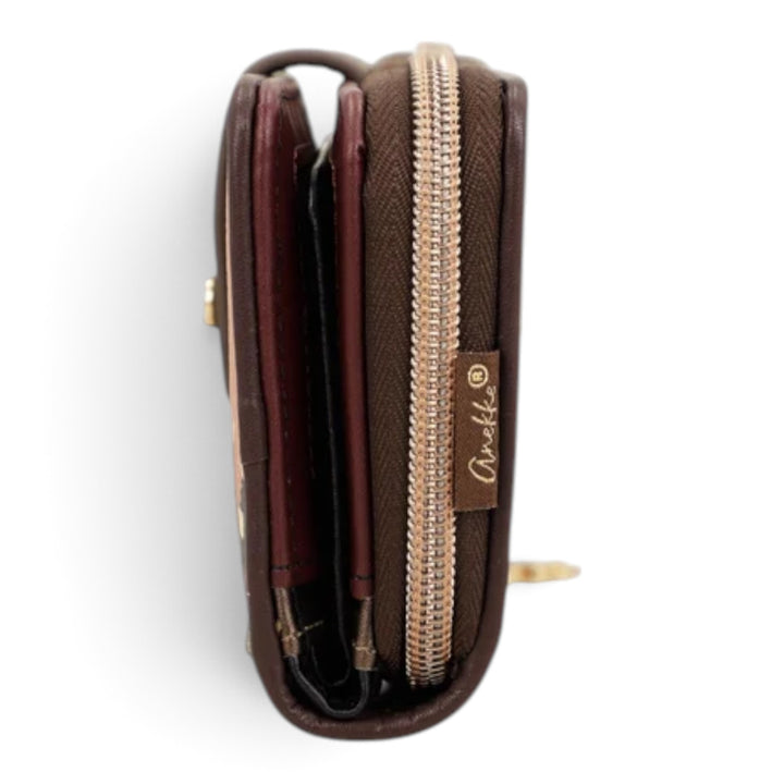 ada-shoes.ro Anekke Blossom RFID wallet side view showing the zippered coin compartment and flap closure